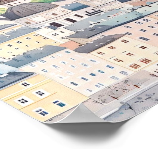 Salzburg Oostenrijk Gouache Schilderillustratie Re Poster (Hoek)