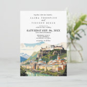 Salzburg Oostenrijk Huwelijksuitnodiging Retro Kaart (Staand voorkant)
