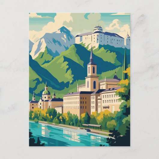 Salzburg, Oostenrijk Illustratie Briefkaart (Voorkant)