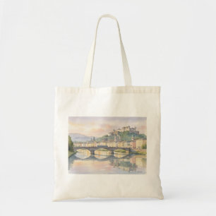 Salzburg Oostenrijk Kasteel Brug Rivier Schets Tote Bag