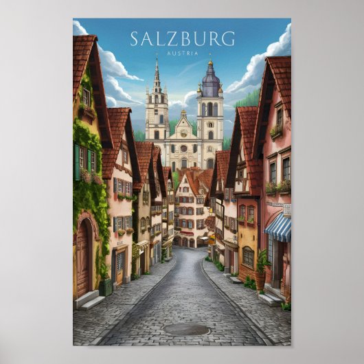Salzburg Oostenrijk  Kunst Beroemde Reisplaats Poster (Voorkant)