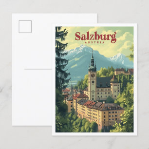 Salzburg Oostenrijk  Kunst Reizen Illustratie Briefkaart