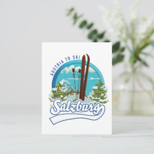 Salzburg oostenrijk om logo te skiën. briefkaart