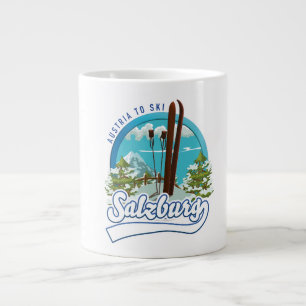 Salzburg Oostenrijk om te skiën logo. Grote Koffiekop