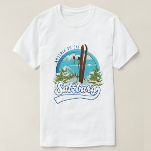 Salzburg Oostenrijk om te skiën logo. T-shirt