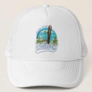 Salzburg Oostenrijk om te skiën logo. Trucker Pet