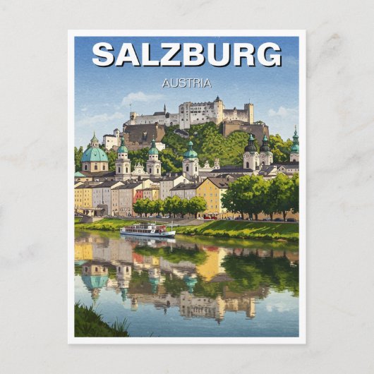 Salzburg Oostenrijk Reizen Briefkaart (Voorkant)