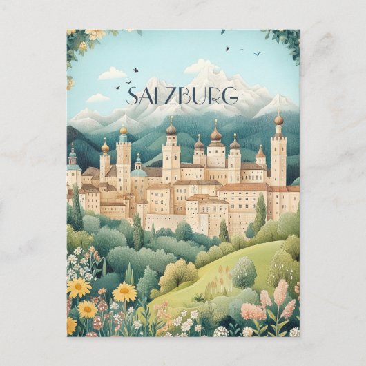 Salzburg Oostenrijk Reizen Briefkaart (Voorkant)