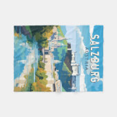Salzburg Oostenrijk Reizen Kunst Vintage Fleece Deken (Voorkant (Horizontaal))