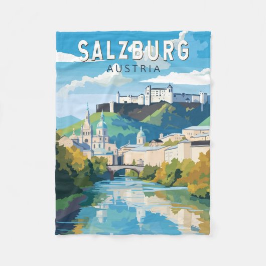 Salzburg Oostenrijk Reizen Kunst Vintage Fleece Deken (Voorkant)