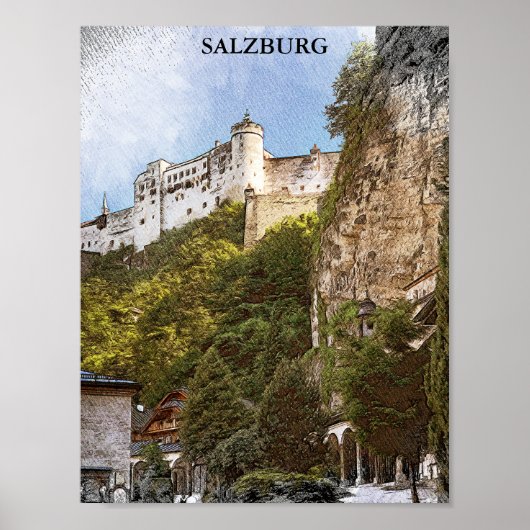  Salzburg Oostenrijk Reizen Panorama Uitzicht Poster (Voorkant)