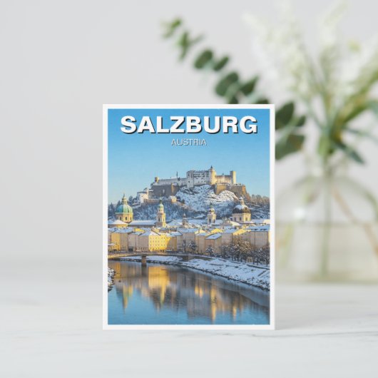 Salzburg Oostenrijk Reizen Winter Briefkaart (Staand voorkant)