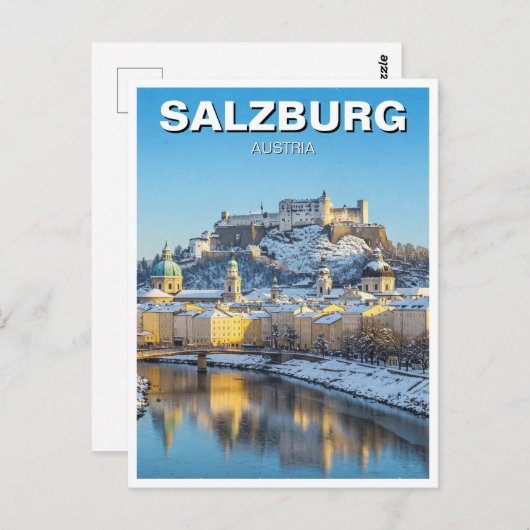 Salzburg Oostenrijk Reizen Winter Briefkaart (Voorkant / Achterkant)