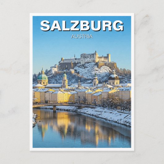 Salzburg Oostenrijk Reizen Winter Briefkaart (Voorkant)