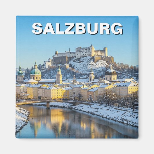 Salzburg Oostenrijk Reizen Winter Magneet (Voorkant)