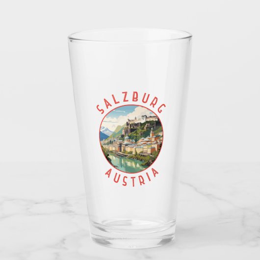 Salzburg Oostenrijk Retro Noodlijdende Cirkel Glas (Voorkant)