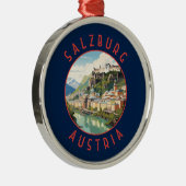 Salzburg Oostenrijk Retro Noodlijdende Cirkel Metalen Ornament (Rechts)