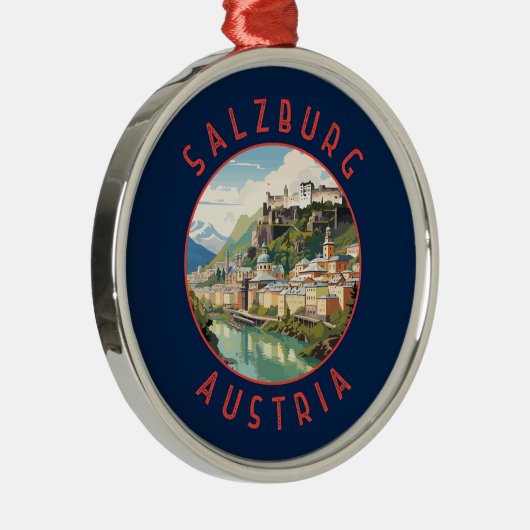 Salzburg Oostenrijk Retro Noodlijdende Cirkel Metalen Ornament (Rechts)