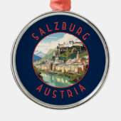 Salzburg Oostenrijk Retro Noodlijdende Cirkel Metalen Ornament (Voorkant)