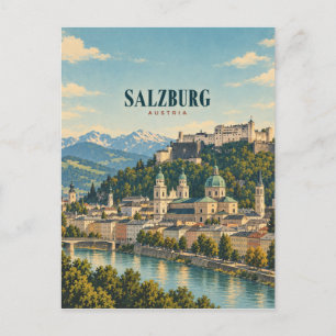 Salzburg Oostenrijk Vintage Reis Kunst Briefkaart