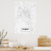 Salzburg, Oostenrijk (zwart op wit) Poster (Keuken)
