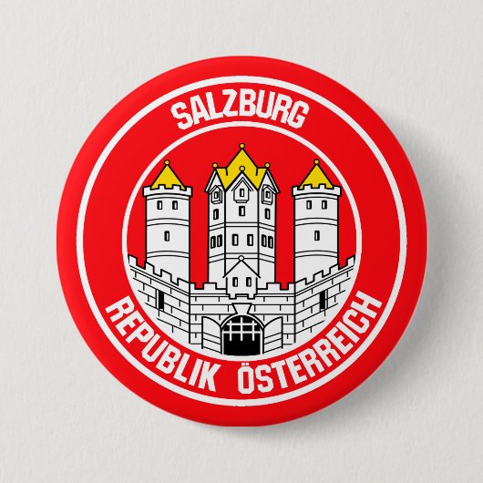 Salzburg Round Emblem Ronde Button 7,6 Cm (Voorkant)