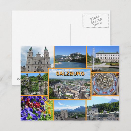 Salzburg Sightsee Places Vacking Briefkaart (Voorkant / Achterkant)