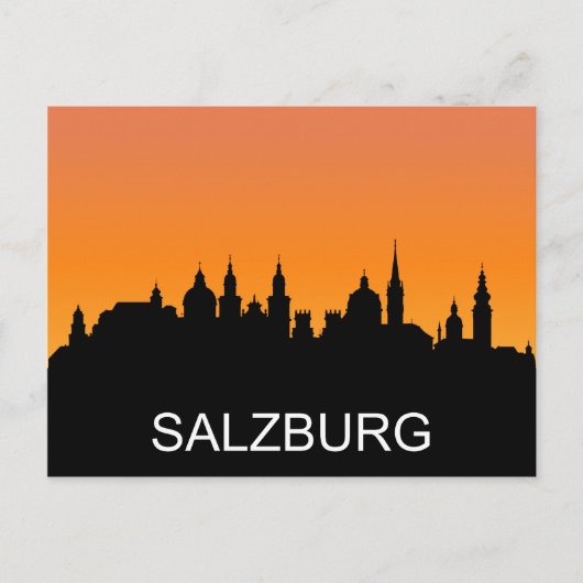 Salzburg silhouette, zomerzonsondergang briefkaart (Voorkant)