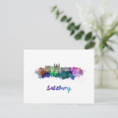 Salzburg skyline in waterverf briefkaart (Staand voorkant)