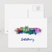 Salzburg skyline in waterverf briefkaart (Voorkant / Achterkant)