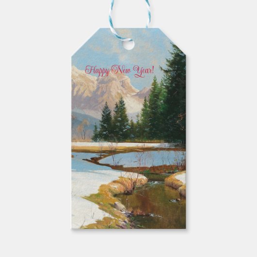 Salzburger Alps-Uitzicht, Winter Cadeaulabel (Voorkant)