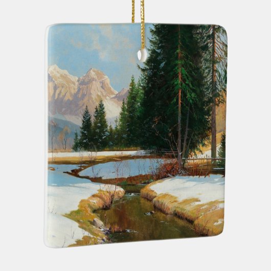 Salzburger Alps-Uitzicht, Winterkerst Keramisch Ornament (Rechts)