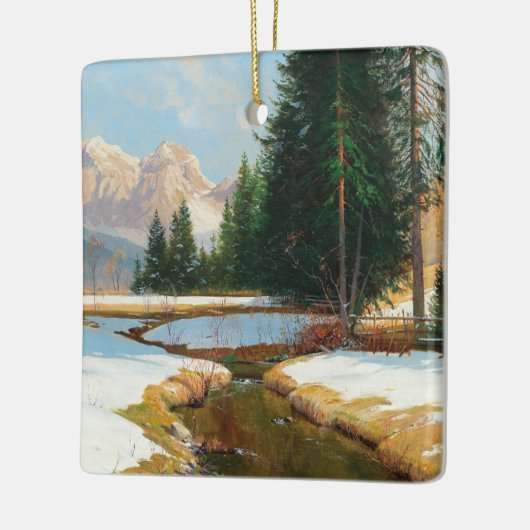 Salzburger Alps-Uitzicht, Winterkerst Keramisch Ornament (Links)