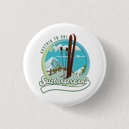 Salzburgerland Austrian Ski Ronde Button 3,2 Cm (Voorkant)