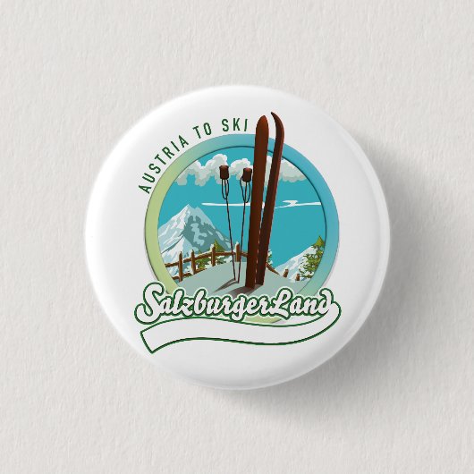 Salzburgerland Oostenrijks skiën Ronde Button 3,2 Cm (Voorkant)