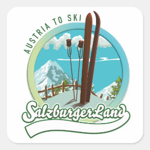 Salzburgerland Oostenrijks Skilopen Vierkante Sticker