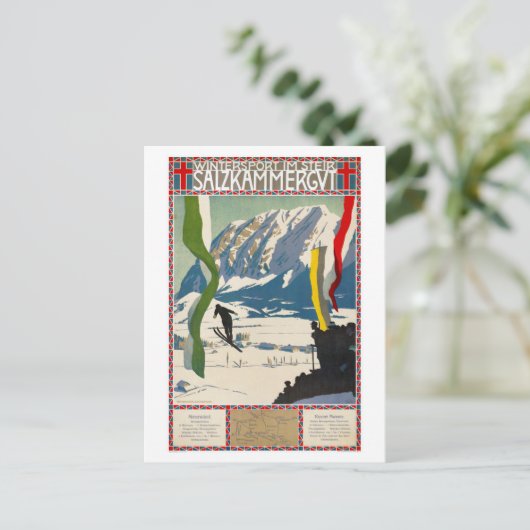 Salzkammergut Austria Vintage Poster teruggezet Briefkaart (Staand voorkant)