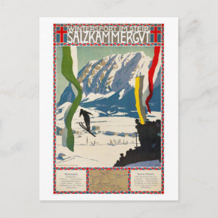 Salzkammergut Austria Vintage Poster teruggezet Briefkaart