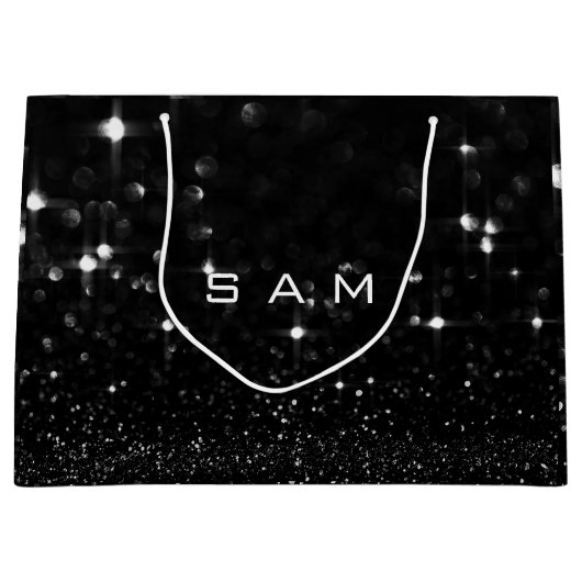 Sam Black White Glitter Favor Gift Spark Groot Cadeauzakje (Voorkant)