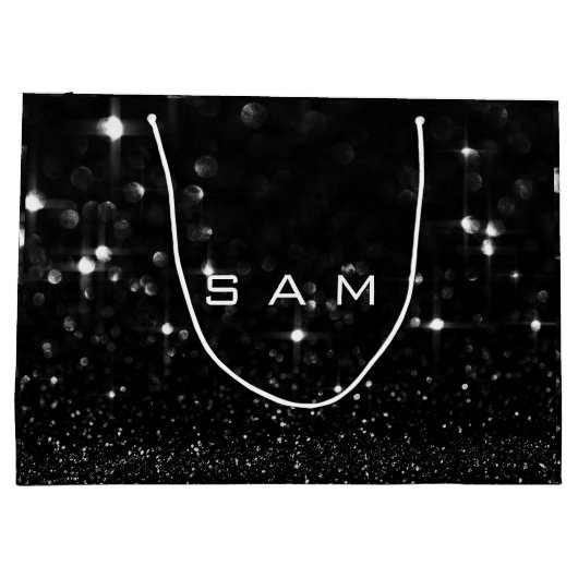 Sam Black White Glitter Favor Gift Spark Groot Cadeauzakje (Achterkant)