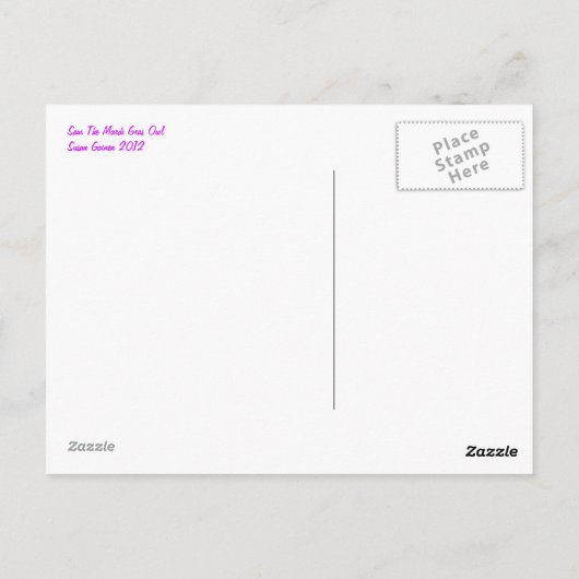 Sam de Mardi Gras Owl Post Card Briefkaart (Achterkant)