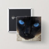 Sam de Siamese kat Vierkante Button 5,1 Cm (Voorkant /achterkant)