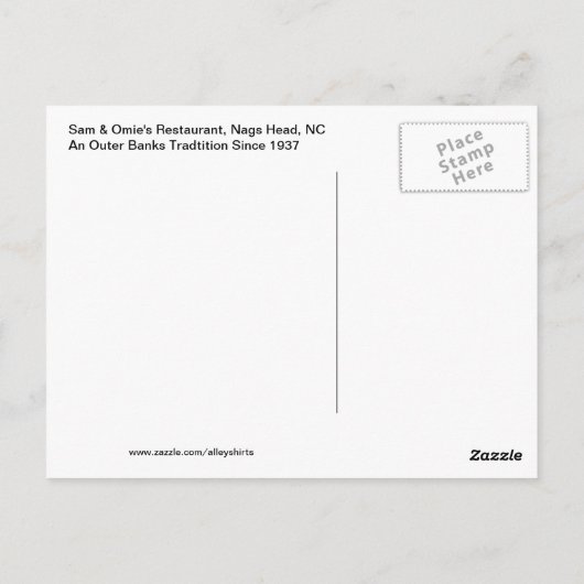 Sam en Omie's Restuarant Nags Head NC Briefkaart (Achterkant)