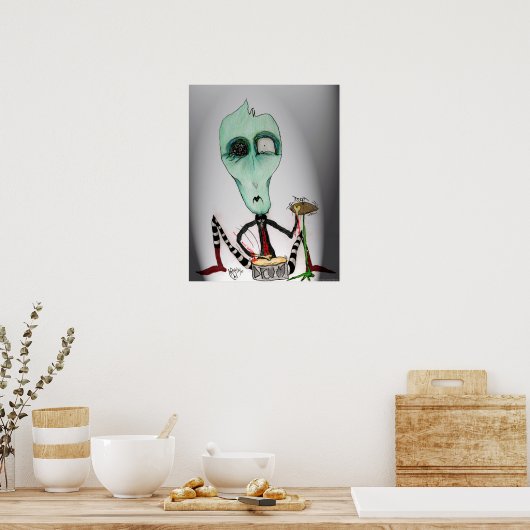 Sam- Ghoulie Drummer Art Poster van Tricia Martin (Keuken)