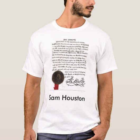 Sam Houston Letter 1843 T-shirt (Voorkant)