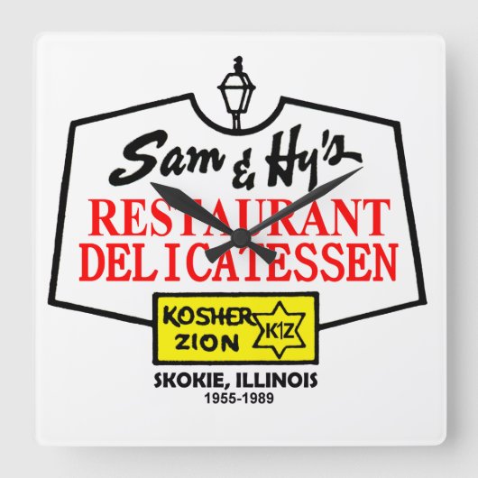 Sam & Hy's Delicatessen, Skokie, IL. (1955-1989) Vierkante Klok (Voorkant)