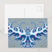 SAM ~ Icy White en Blue 3D Fractal Design ~ Briefkaart (Voorkant / Achterkant)