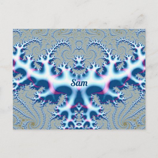 SAM ~ Icy White en Blue 3D Fractal Design ~ Briefkaart (Voorkant)