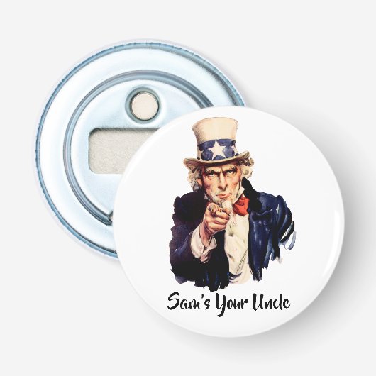 Sam is je oom button flesopener (Voorkant)