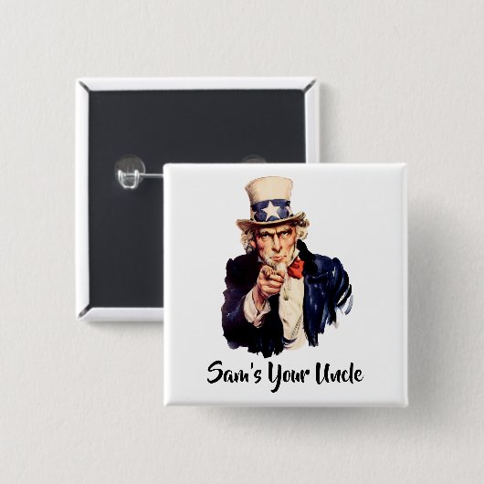 Sam is je oom vierkante button 5,1 cm (Voorkant /achterkant)